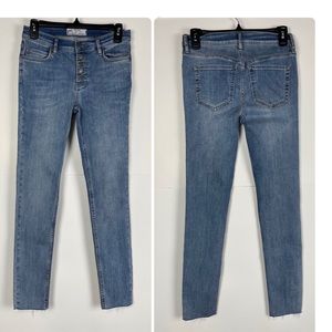 Free People Button Fly Skinny Raw Hem Crop Jeans Size W26